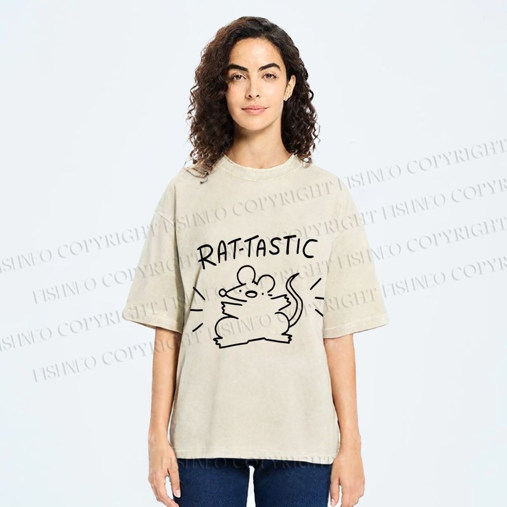 Unisex Rat Tastic Printed Washed Tee
