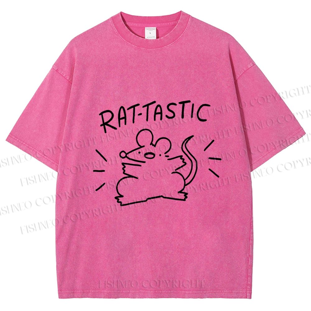 Unisex Rat Tastic Printed Washed Tee