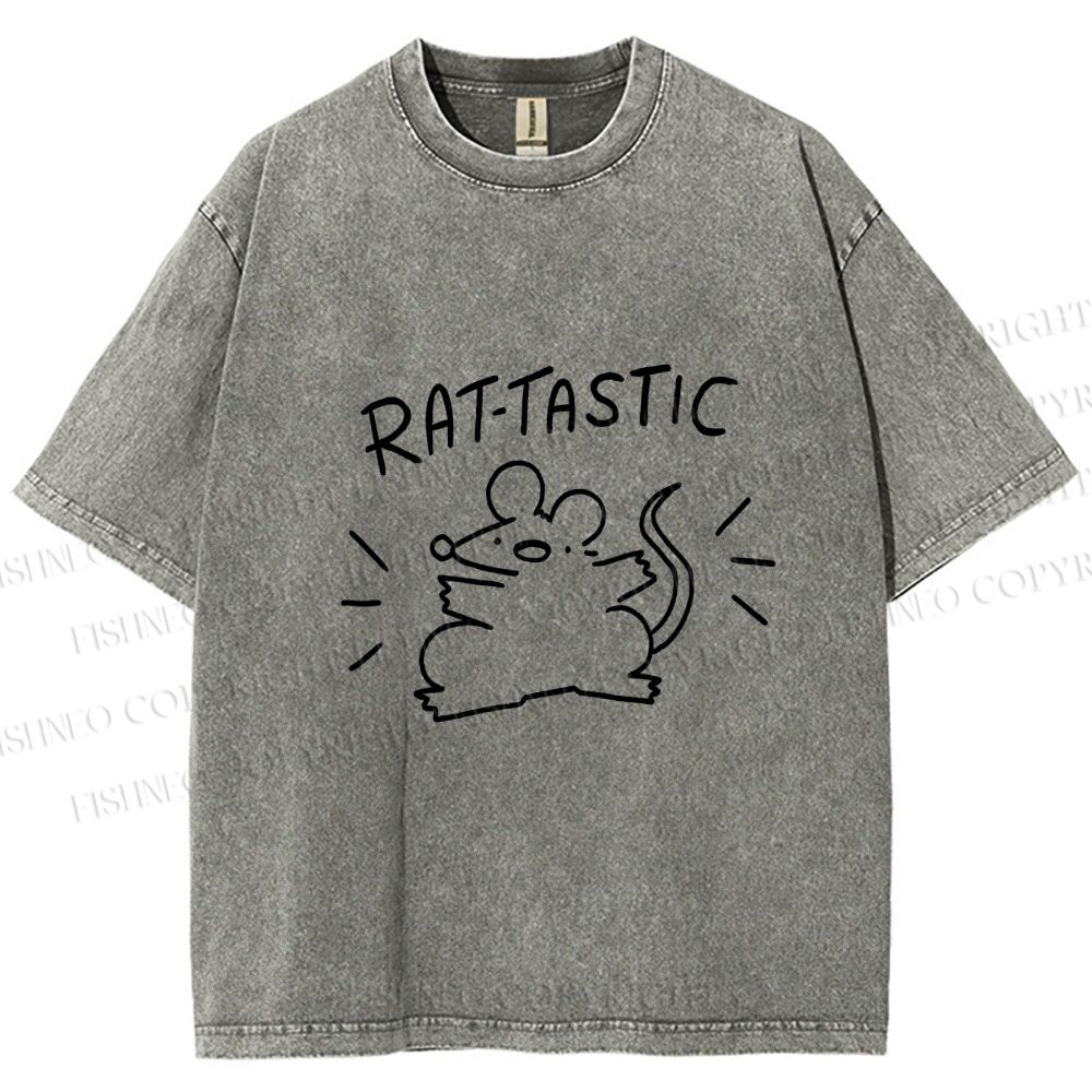 Unisex Rat Tastic Printed Washed Tee