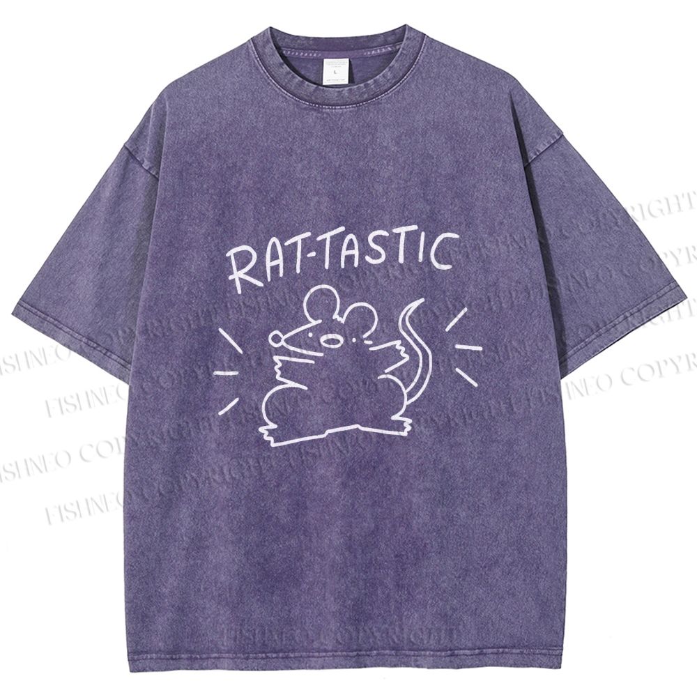 Unisex Rat Tastic Printed Washed Tee