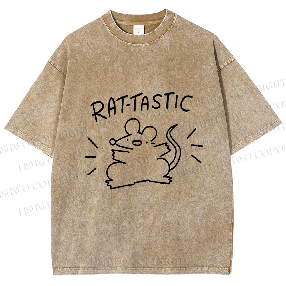Unisex Rat Tastic Printed Washed Tee