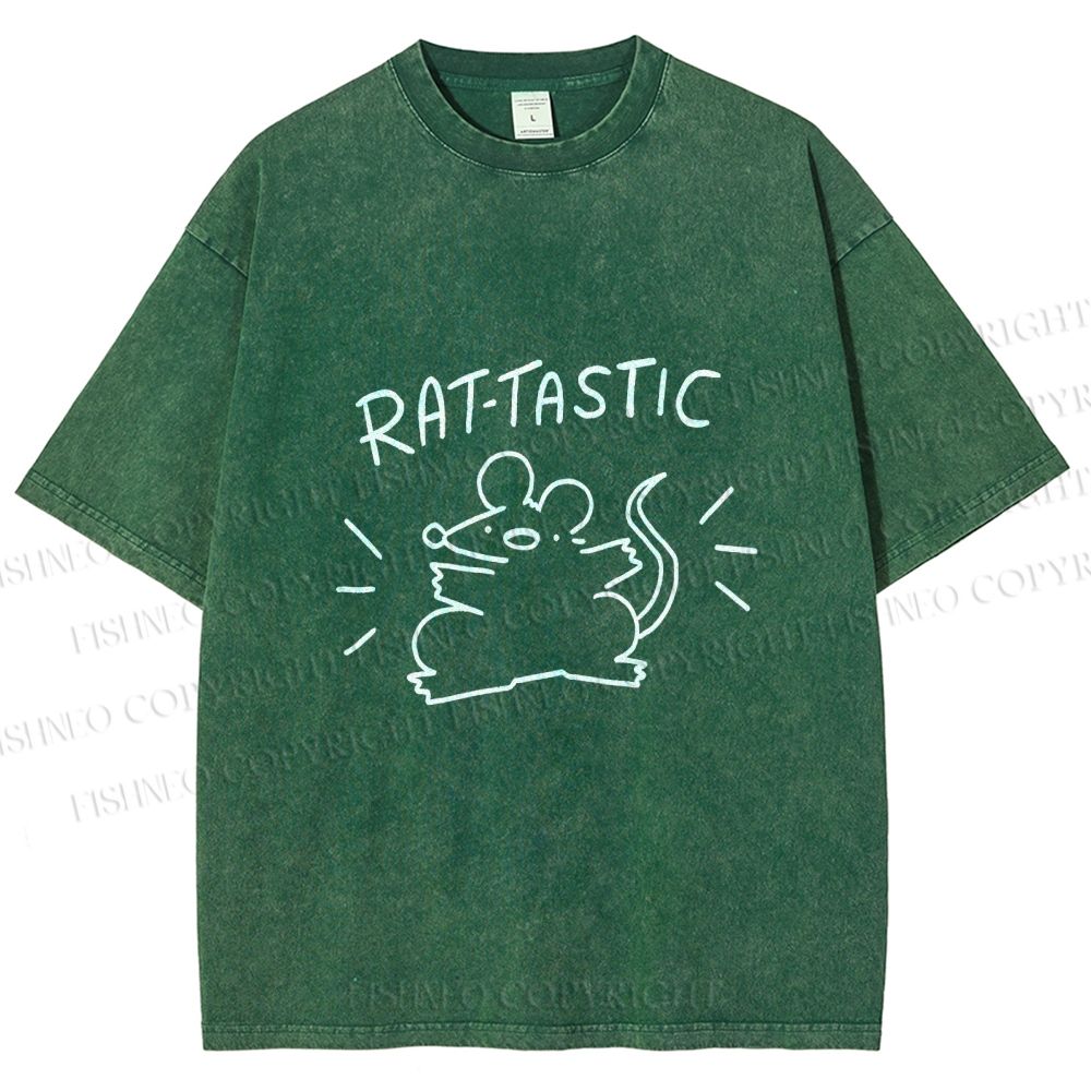 Unisex Rat Tastic Printed Washed Tee