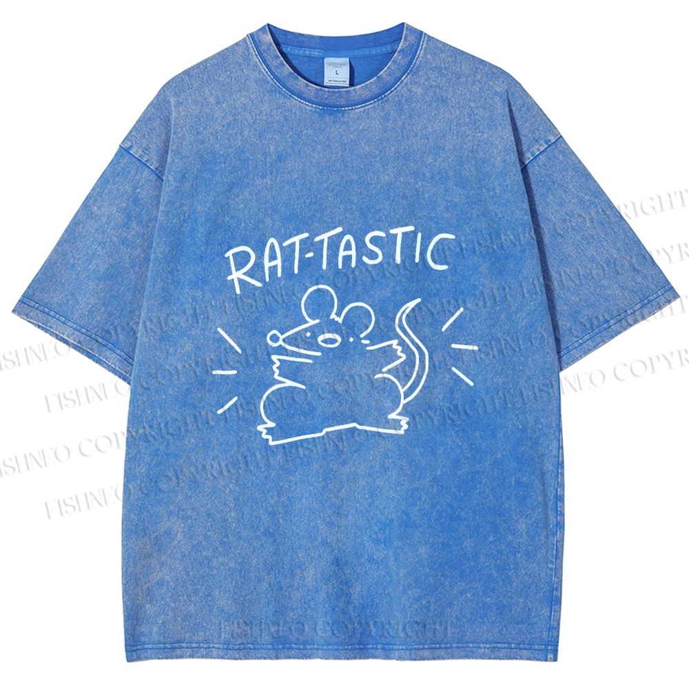 Unisex Rat Tastic Printed Washed Tee