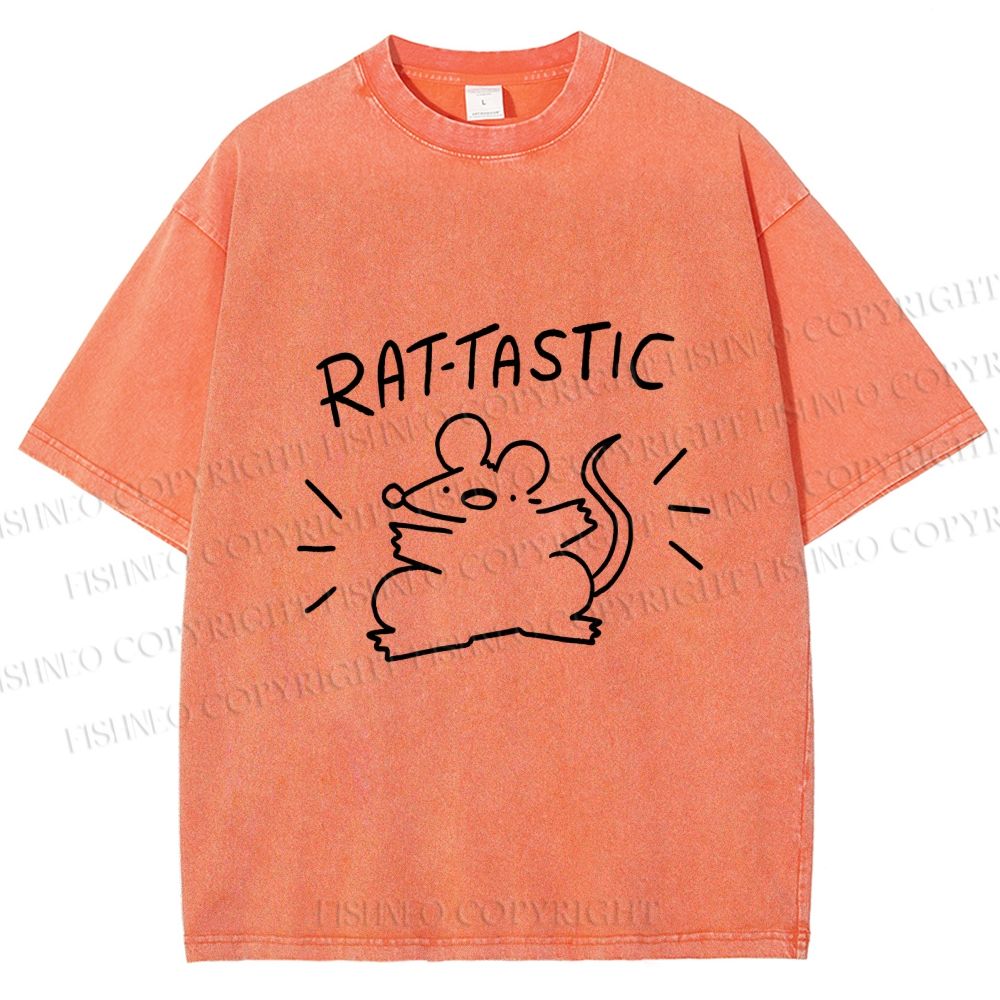 Unisex Rat Tastic Printed Washed Tee
