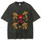 Unisex Yayoi Kusama With Mushrooms Printed Washed Tee