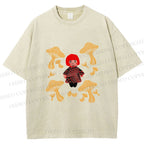 Unisex Yayoi Kusama With Mushrooms Printed Washed Tee