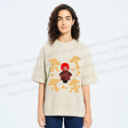 Unisex Yayoi Kusama With Mushrooms Printed Washed Tee