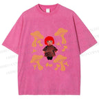 Unisex Yayoi Kusama With Mushrooms Printed Washed Tee
