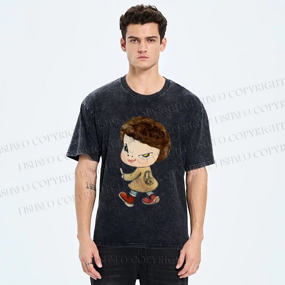Unisex Yoshitomo Nara Bad Girl Printed Washed Tee