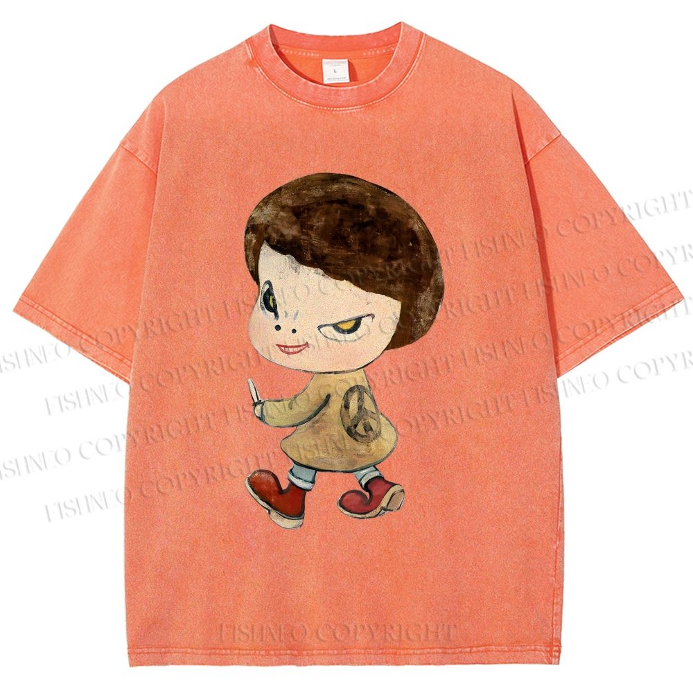 Unisex Yoshitomo Nara Bad Girl Printed Washed Tee