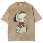 Unisex Yoshitomo Nara Box Girl Printed Washed Tee