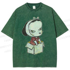 Unisex Yoshitomo Nara Box Girl Printed Washed Tee