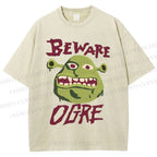 Unisex Beware Ogre Printed Washed Tee
