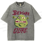 Unisex Beware Ogre Printed Washed Tee