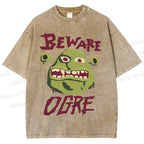 Unisex Beware Ogre Printed Washed Tee