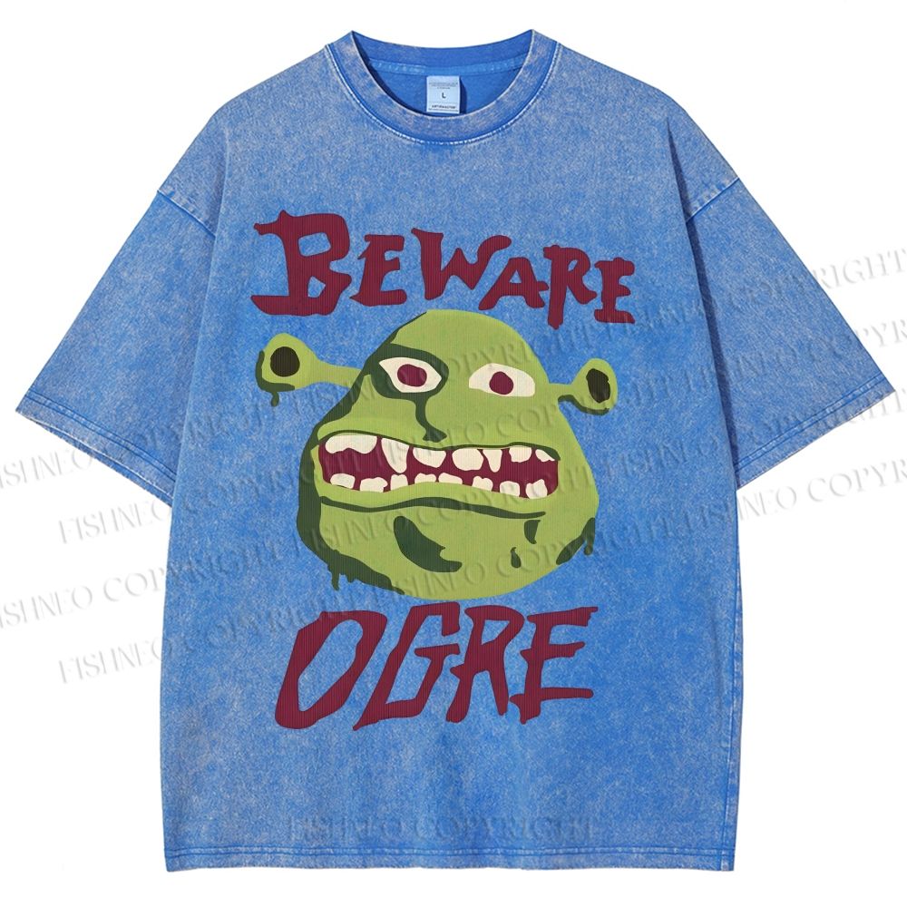 Unisex Beware Ogre Printed Washed Tee