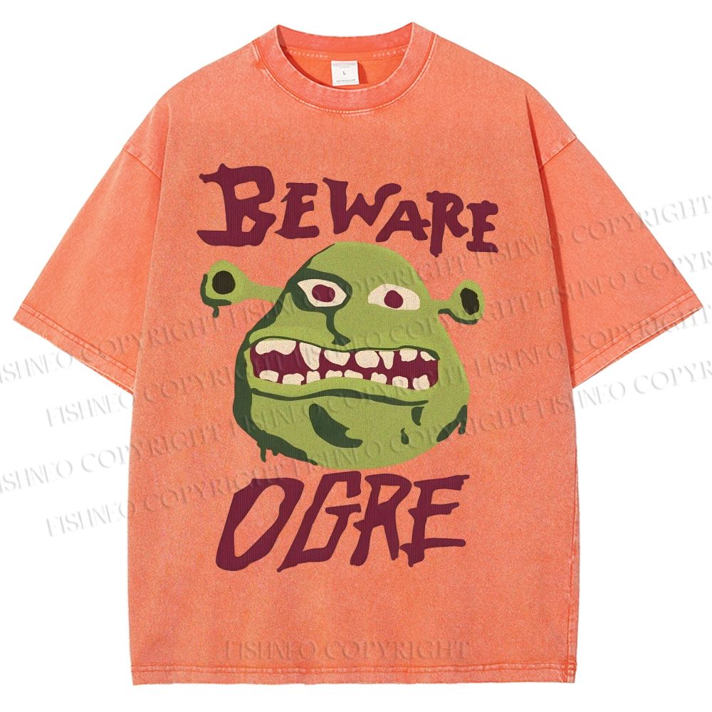 Unisex Beware Ogre Printed Washed Tee