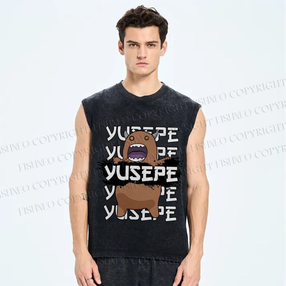 Unisex Yusepe Printed Washed Tank Top