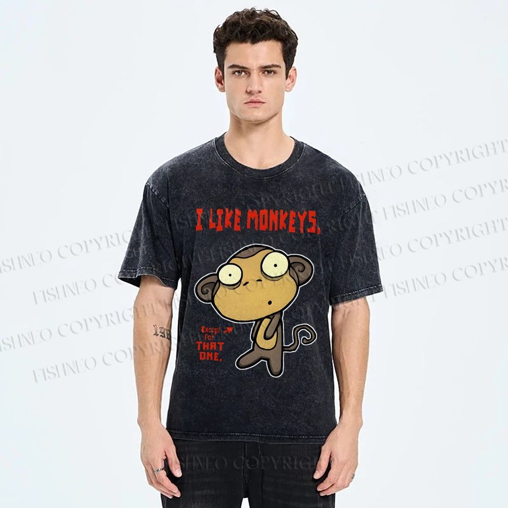 Unisex I Like Monkeys Printed Washed Tee