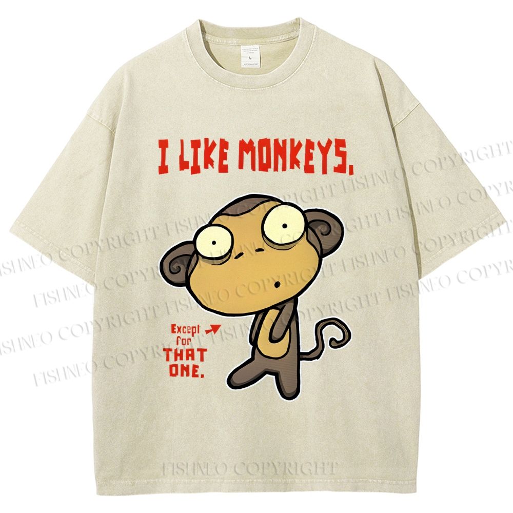 Unisex I Like Monkeys Printed Washed Tee