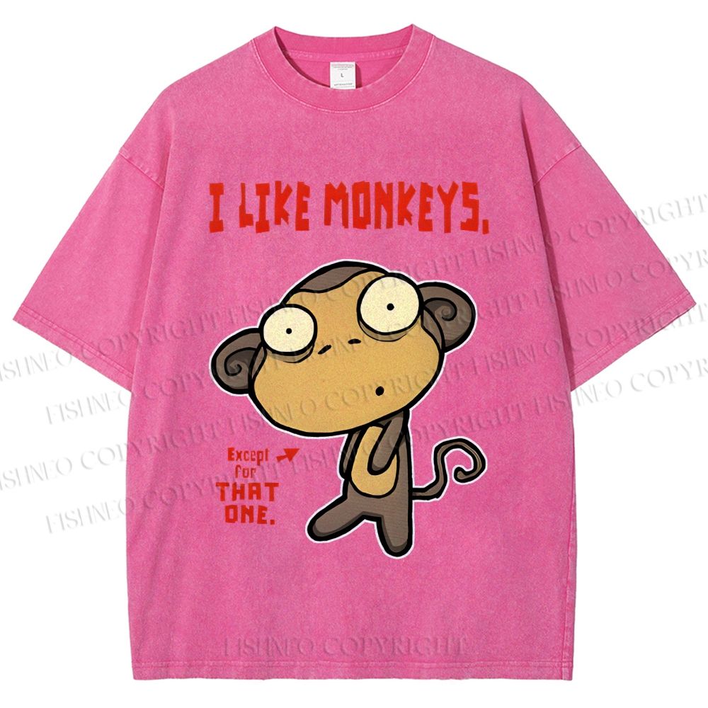 Unisex I Like Monkeys Printed Washed Tee
