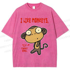 Unisex I Like Monkeys Printed Washed Tee