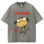 Unisex I Like Monkeys Printed Washed Tee