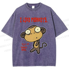 Unisex I Like Monkeys Printed Washed Tee