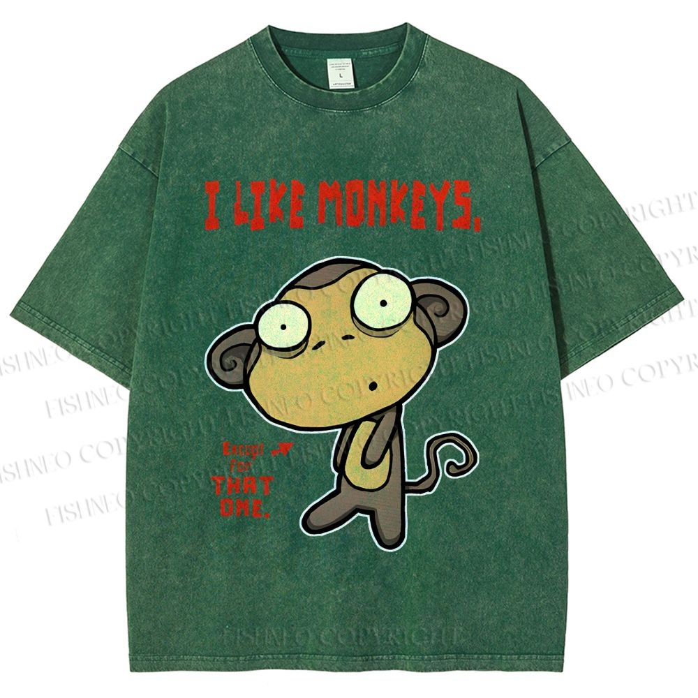 Unisex I Like Monkeys Printed Washed Tee