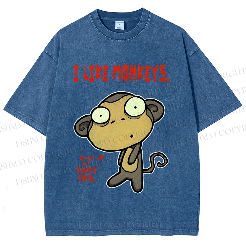 Unisex I Like Monkeys Printed Washed Tee