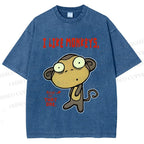 Unisex I Like Monkeys Printed Washed Tee