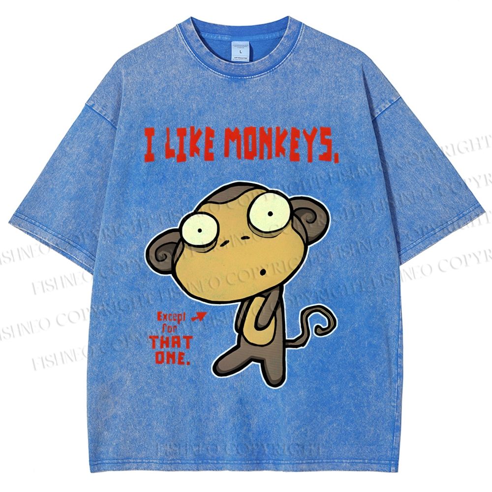 Unisex I Like Monkeys Printed Washed Tee