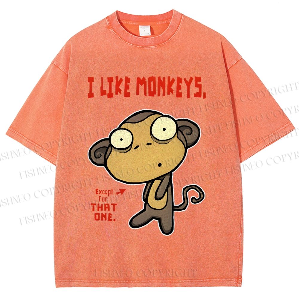 Unisex I Like Monkeys Printed Washed Tee