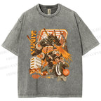 Unisex Sushi Dragon Attack Japanese Printed Washed Tee