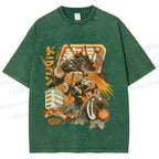 Unisex Sushi Dragon Attack Japanese Printed Washed Tee