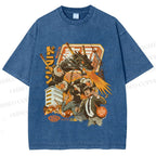 Unisex Sushi Dragon Attack Japanese Printed Washed Tee