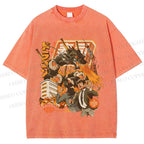 Unisex Sushi Dragon Attack Japanese Printed Washed Tee