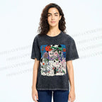 Unisex Vintage Graffiti Printed Washed Tee