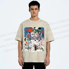 Unisex Vintage Graffiti Printed Washed Tee