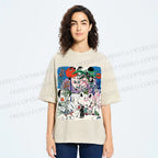 Unisex Vintage Graffiti Printed Washed Tee