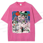 Unisex Vintage Graffiti Printed Washed Tee