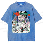 Unisex Vintage Graffiti Printed Washed Tee