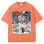 Unisex Vintage Graffiti Printed Washed Tee