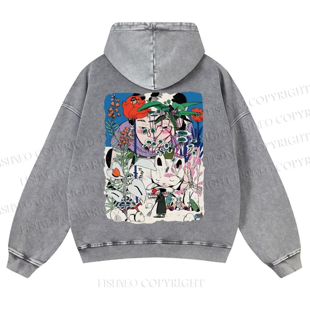 Vintage Graffiti Casual Washed Hoodie