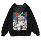 Vintage Graffiti Casual Washed Hoodie