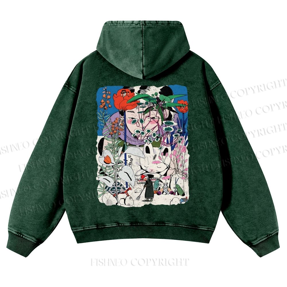 Vintage Graffiti Casual Washed Hoodie