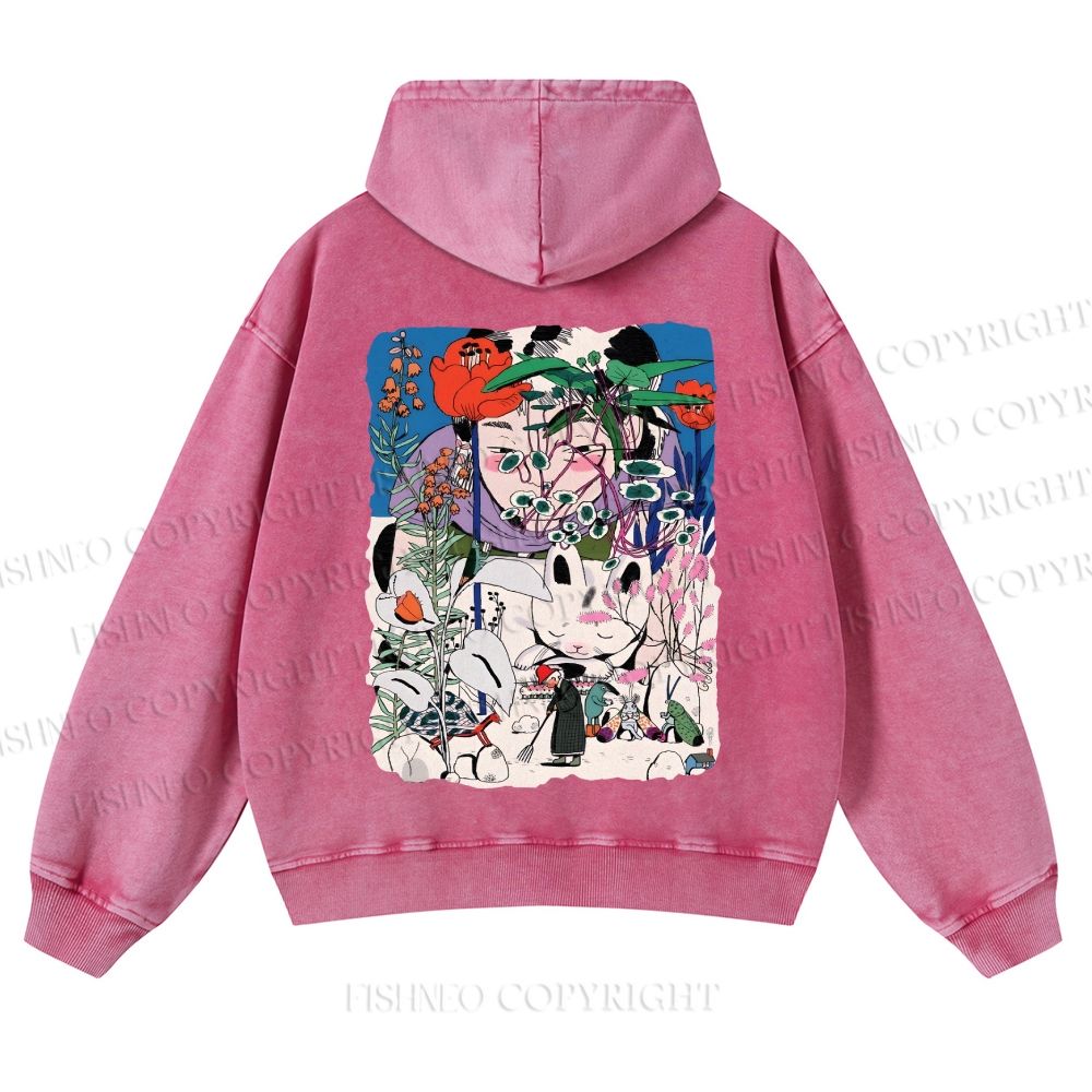 Vintage Graffiti Casual Washed Hoodie