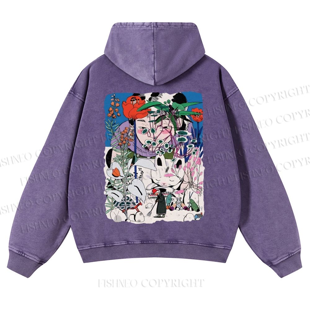 Vintage Graffiti Casual Washed Hoodie