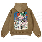 Vintage Graffiti Casual Washed Hoodie