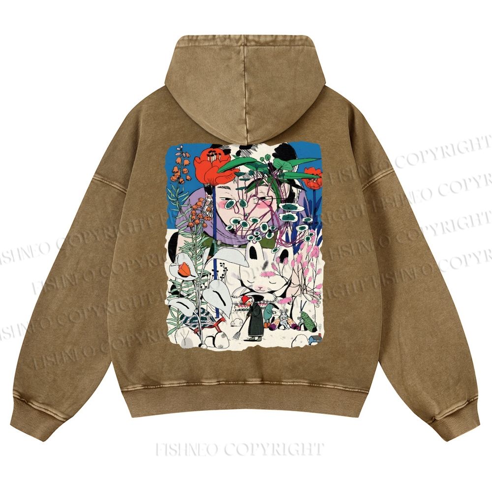Vintage Graffiti Casual Washed Hoodie